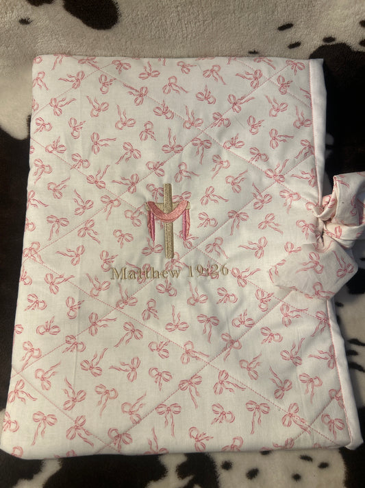 Bow Embroidered Bible Sleeve