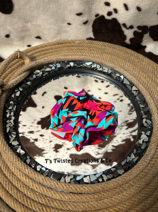 Multicolor Aztec Scrunchie
